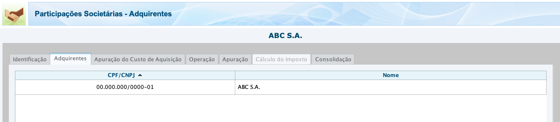 Formulário de adquirentes com dados do beneficiário